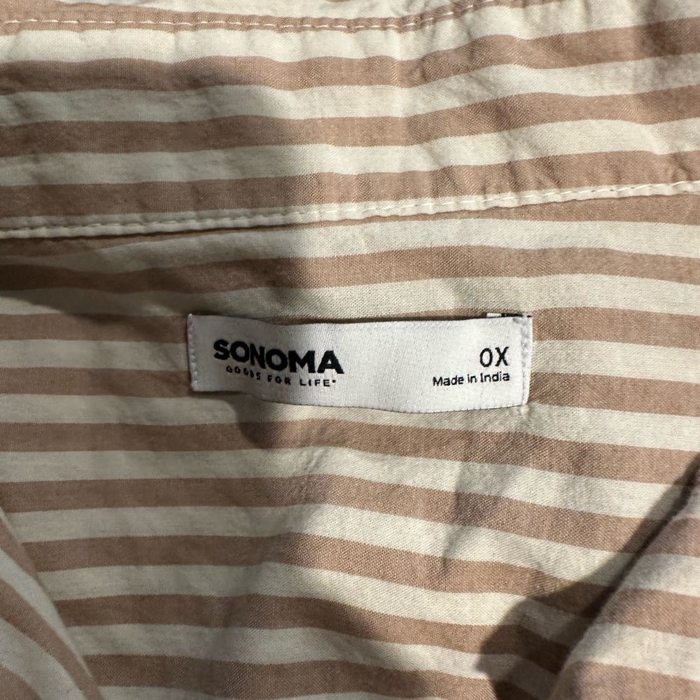Sonoma Beige and White Striped Shirt - Picture 3 of 7